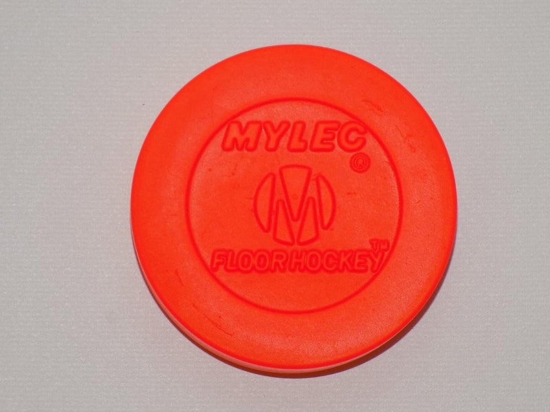 Mylec Floor Hockey Pucks - High Visibility Orange (Pack of 6) - Image 2